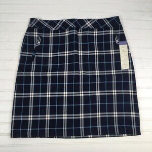 NEW Laura Scott Blue Plaid Skirt Womens Large Pockets